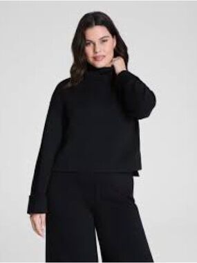 Spanx cuffed sleeve cropped Turtleneck sweatshirt Nordstrom size s